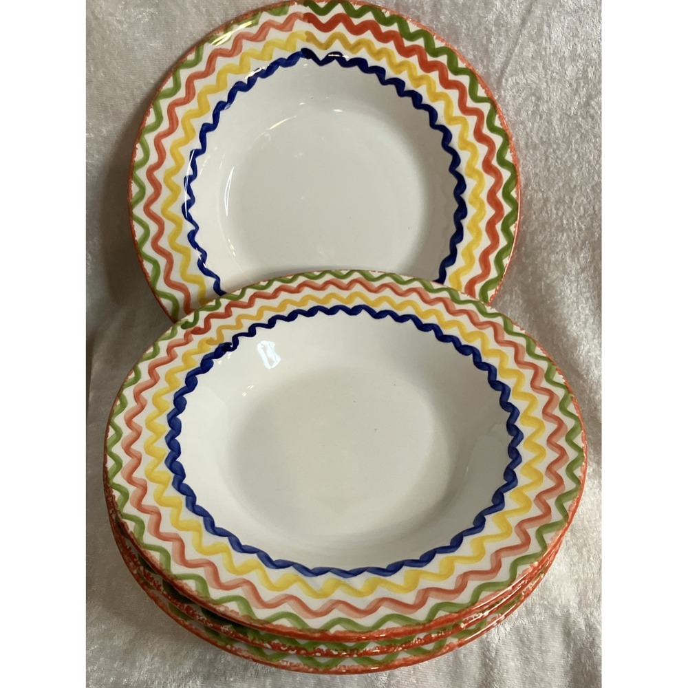 Vintage Crate & Barrell Made in Italy Set of 4 Pasta Cereal Soup Bowls